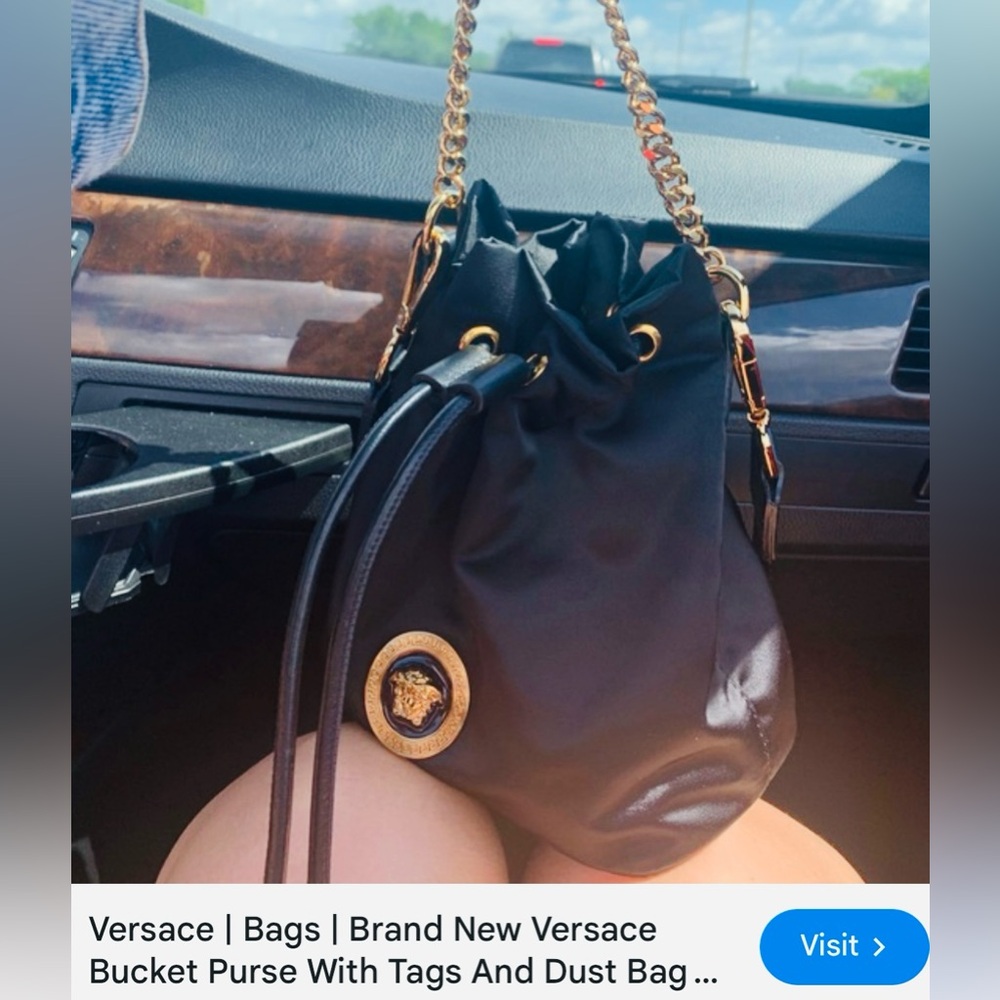Versace Black and Gold Shoulder Bag with Medusa Logo